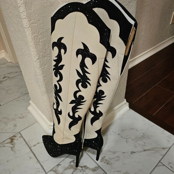 Rhinestone Tall Cowboy Boots - Picture 4 of 9